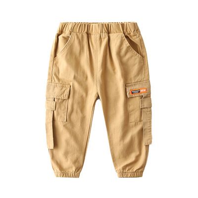 95% Cotton 5% Spandex Kids Boys Casual Cargo Pants-Khaki