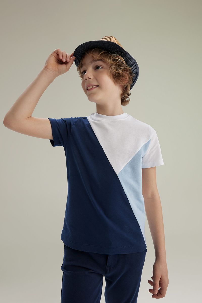 Boy Casual Regular Fit Crew Neck Knitted Short Sleeve T-Shirt - White
