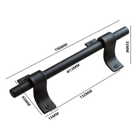 B-196mm Black-1pcs Carbon Steel Barn Door Handle Gate Handle Pull Heavy Duty Wood Sliding Barn Door Pull Handle Vintage Hardware