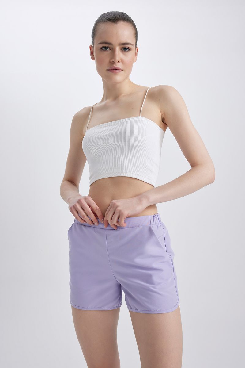 Woman Regular Fit Woven Swimming Short - Purple