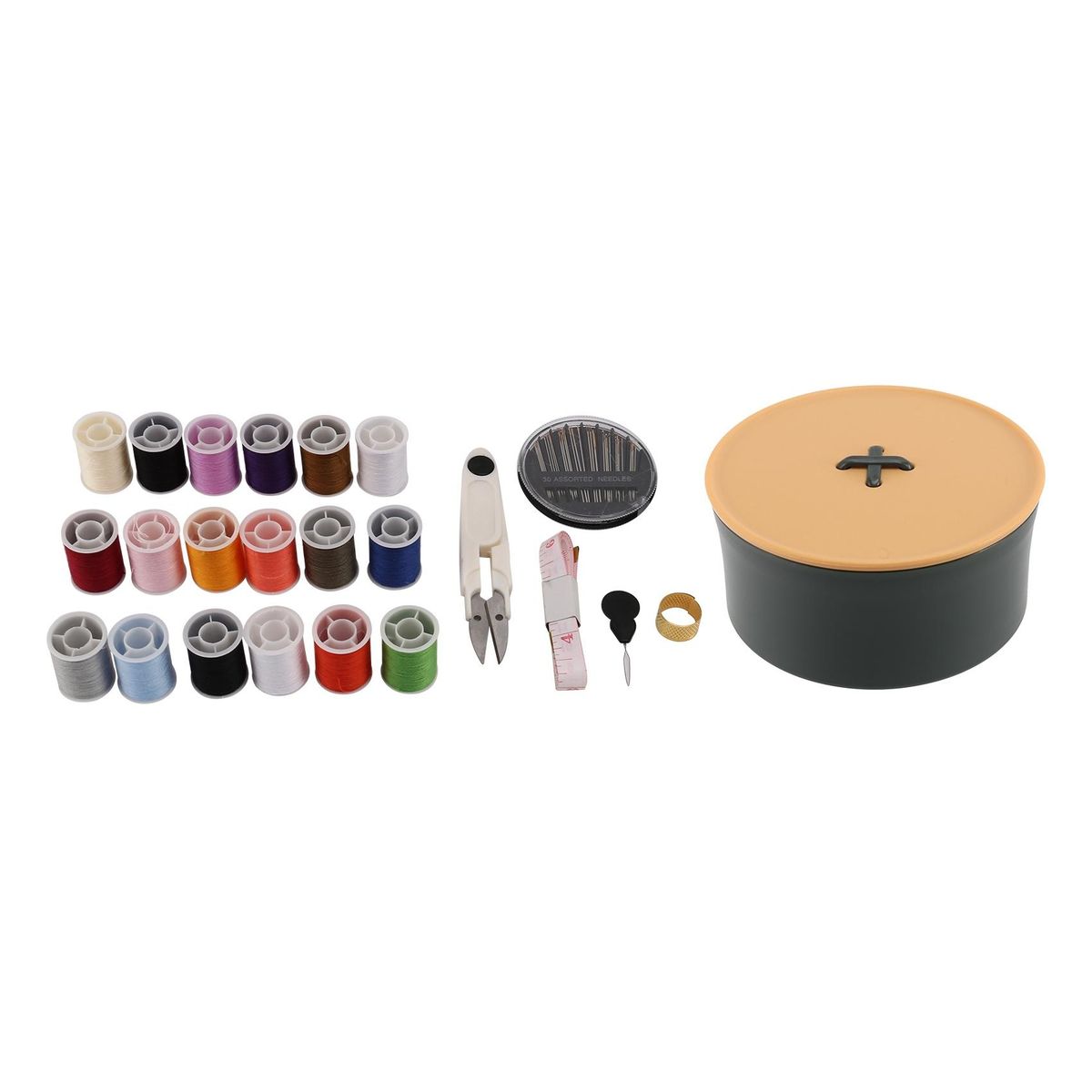 Travel Sewing Tools Accessories Portable Sewing Kits Box Sewing Pattern Fabric Pincushion Needle Threads Yellow + Green