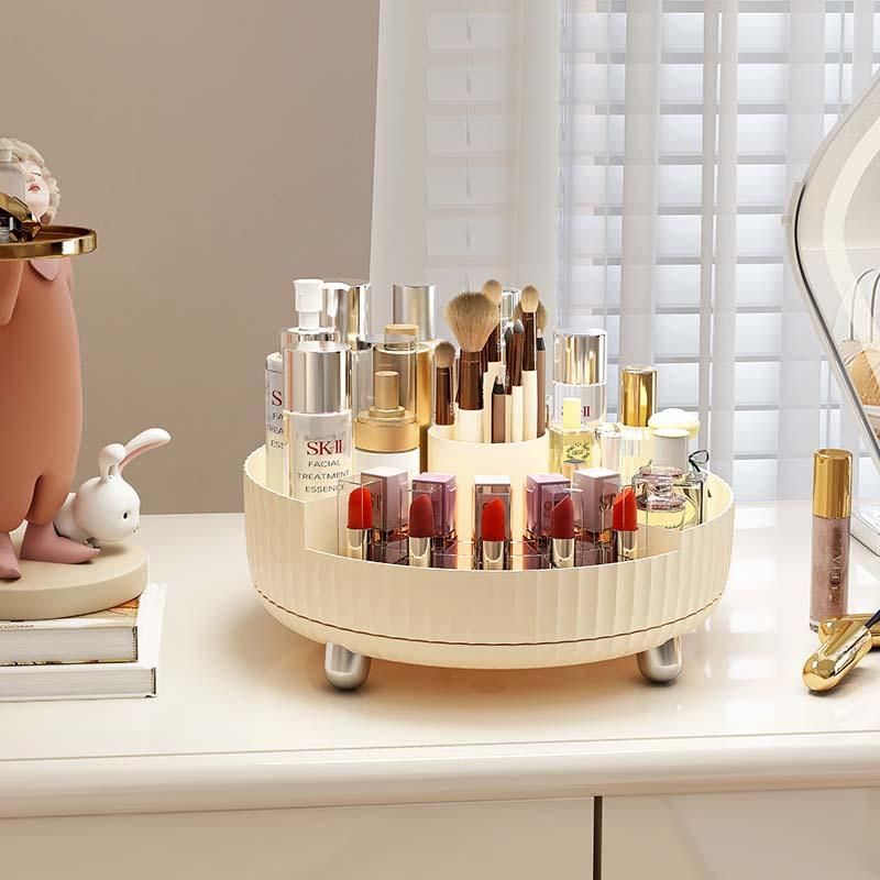 Rotating Cosmetic Brush Storage Container Grid Desktop Eyebrow Pencil Eye Shadow Bucket Cosmetic Lipstick Pen Holder Dresser Storage Box