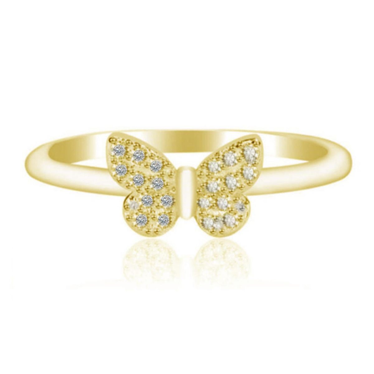 Wedding Ring Ladies Butterfly Shape Engagement Ring Golden