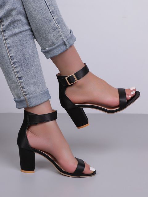 Women Fashion Open Toe Suede Leather High Platform Chunky Heel Sandals Orange Pink Red Thick High Heel Sandals Heels(#Black)