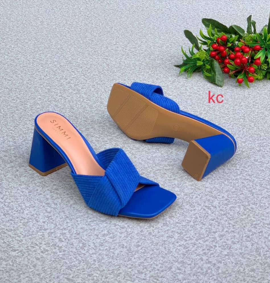 Ladies Fashion Mid Heel Slippers For Women-Blue