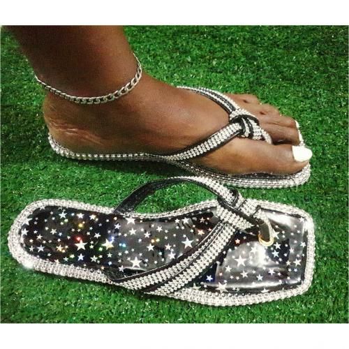 Ladies Glittering Flat Slippers