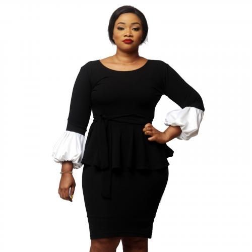 Pauline Peplum Top And Pencil Skirt Bundle-black/off-white