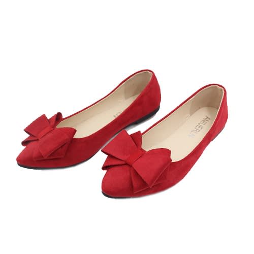 Double Bow Adorable Flat-red
