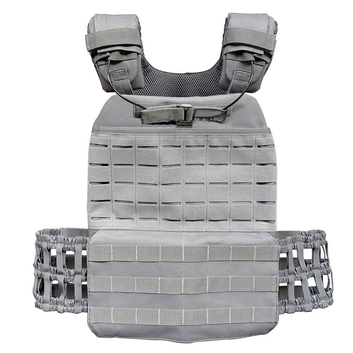 Weight Plate Carrier Adjustable Combat Crossfit Fitness Training 600D Grey
