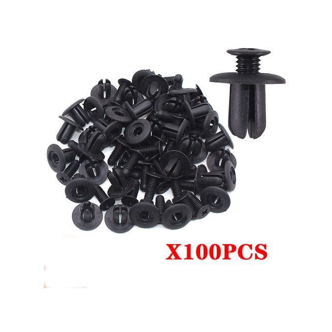 100 Pcs Car Bumper Fasteners 6mm Nylon Plastic Buckle Panel Clip Fasteners
