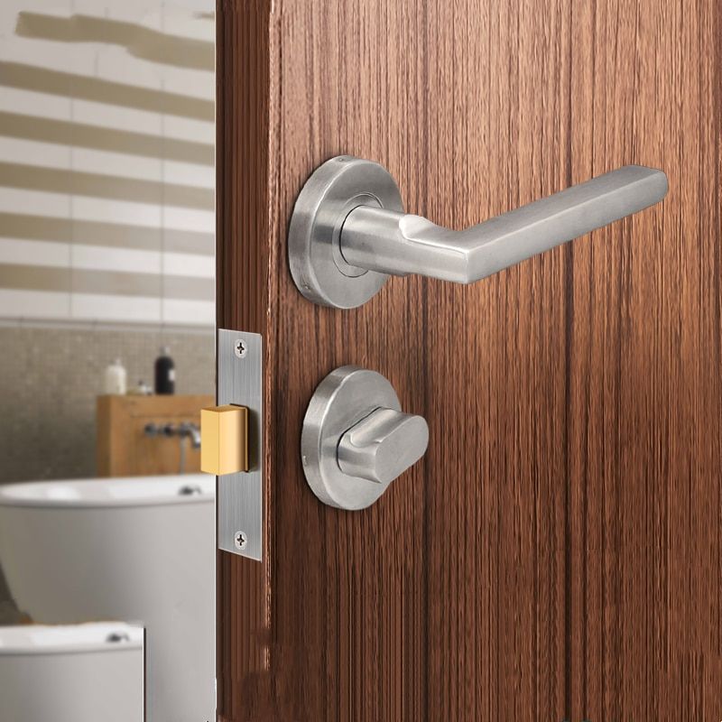 A Style Silver-304 Stainless Steel Barn Door Handles For Interior Doors Indoor Room Outdoor Wooden Door Single Side Handle With Lock