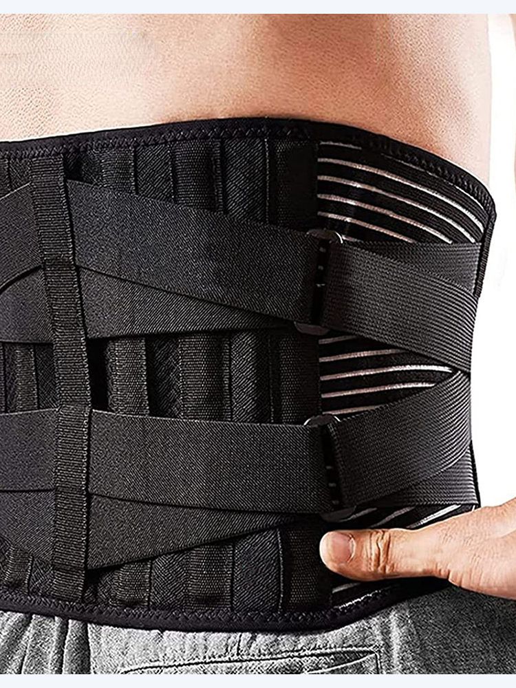 (Black)Breathable Waist Braces Back Support Belt Anti-skid Lumbar Support Belt With 16-hole Me JIN