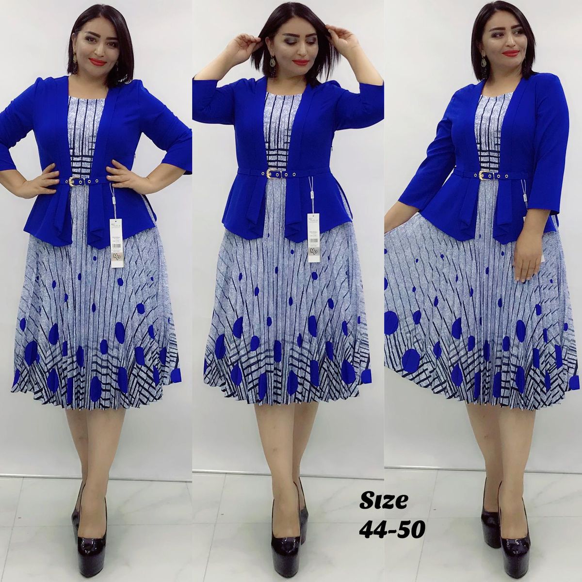 Turkey Pleated Dress-BLUE