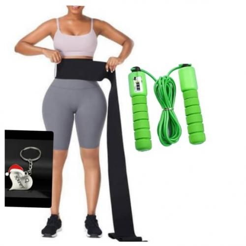 Waist Trainer Long Belt Tummy Wrap Slimming Belt For Flat Tummy And Free Skipping Rope And Free Keyholder