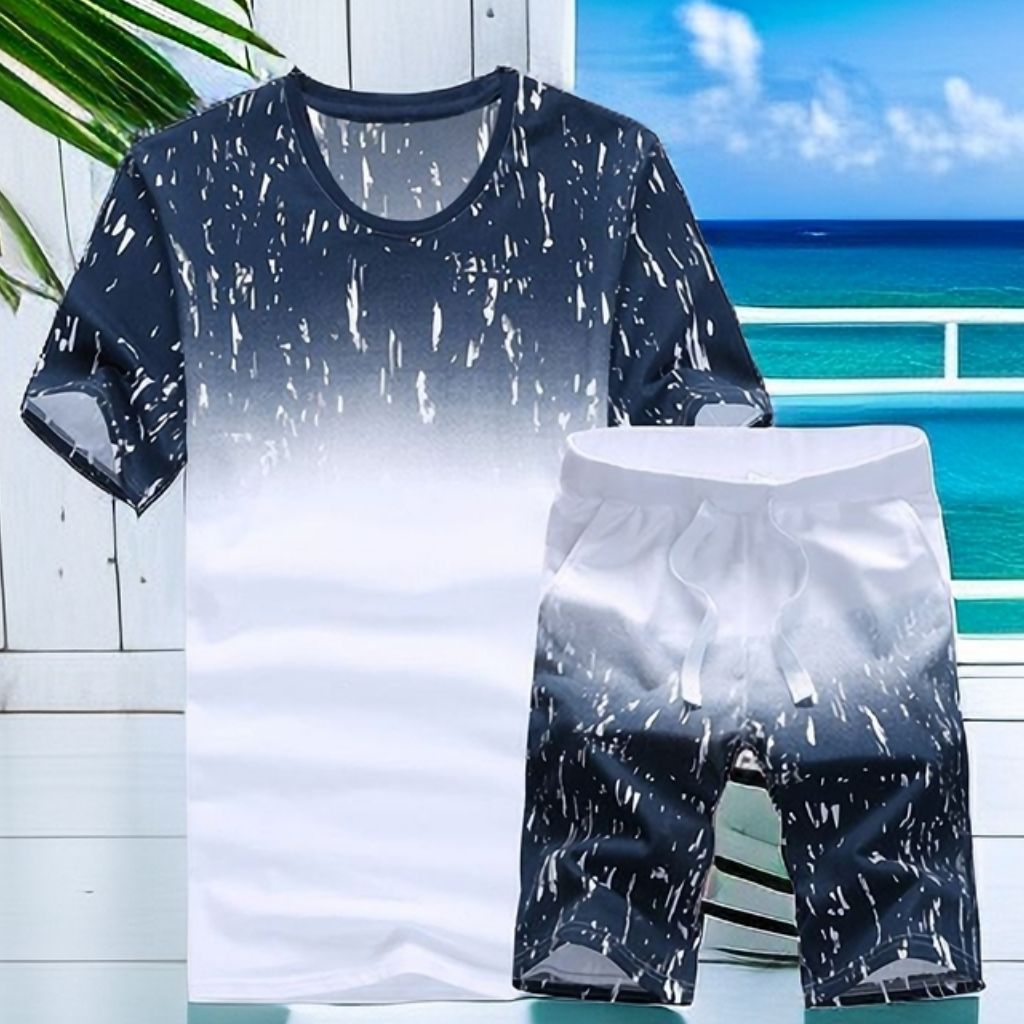 Men's 2 In 1 Short Sleeve T-Shirt & Shorts Set - Navy