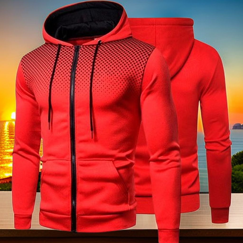 Men's Trendy Zipper Lightweight Windbreaker Varsity Jackets Casual Coat - Red