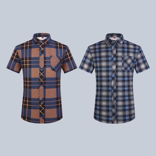 2-in-1Men's New Short Sleeve Versatile Slim Plaid Shirt