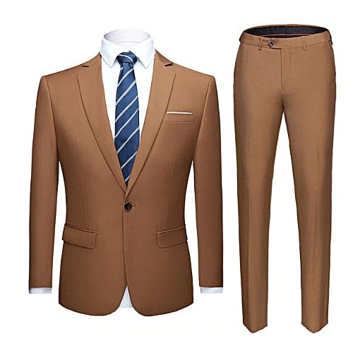 Executive Men's Slim Fit Suit - Golden Brown