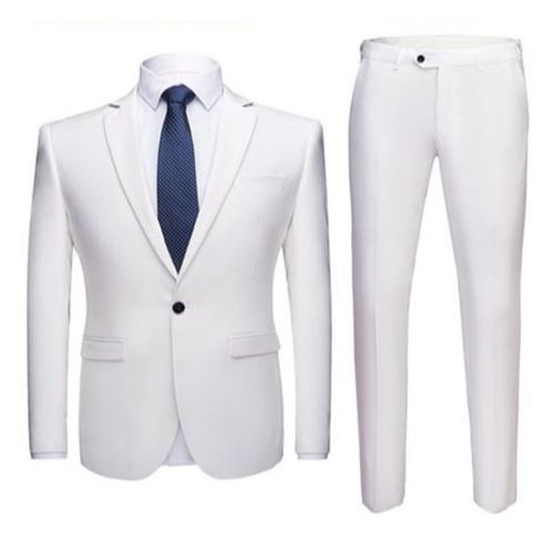 Classic Men's Slim-Fit  Wedding Suit - White