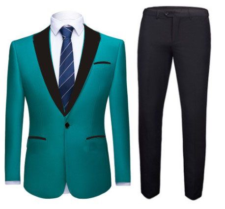 Adorable Men's Slim-fit Tuxedo - Teal Green
