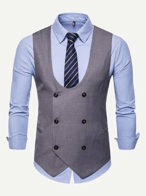 Men's Overlapped Waistcoat - Grey