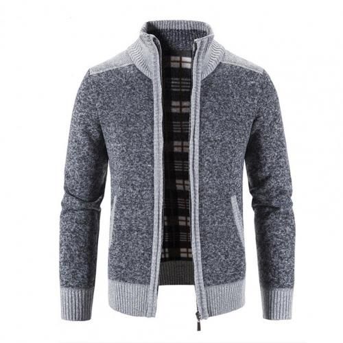 Polyester  Cool Outwear Patchwork Sweatshirt Washable Men Knitted Cardigan Cold