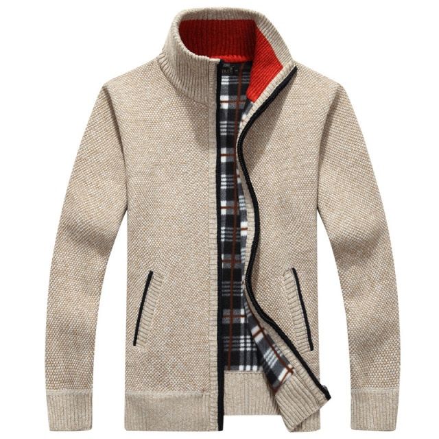 Men's Sweater Coat Faux Fur Wool Sweater Jackets