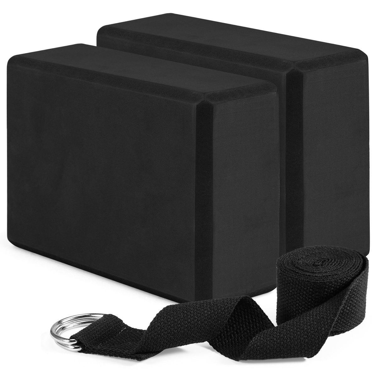 2 Pack Yoga Blocks And Yoga Strap Set Non-Slip EVA Foam