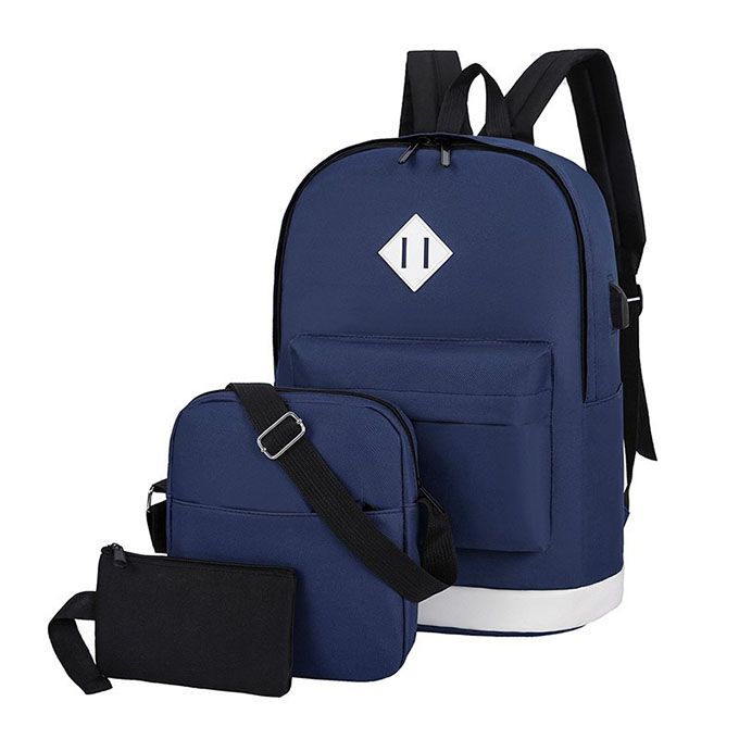 3 In 1 Fashion Simple Casual Backpack Set-Blue