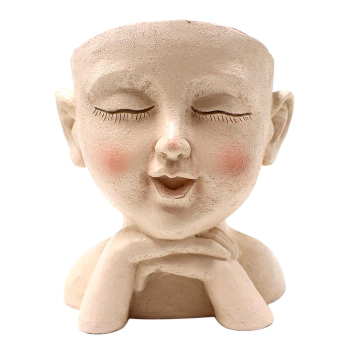 Resin Cute Flower Pot Head Closed Eyes Planting Container B
