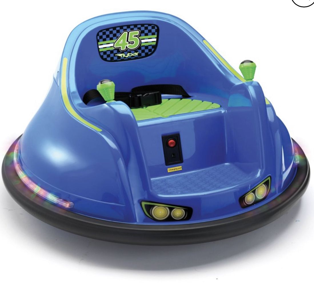 6 Volt Battery Powered Bumper Car Blue With LED Lights; Battery And Charger Included