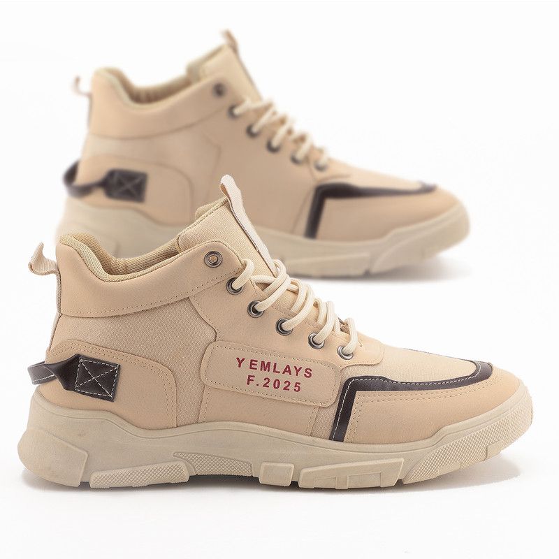 Martin Boots Men's Tooling All-match High-top Shoes-beige