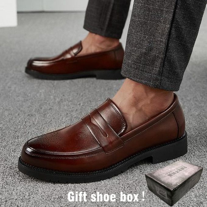 Mens Oxfords Shoes Formal Business Office Loafers-Brown