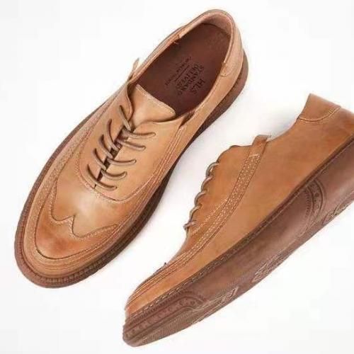 HandMade Luxury Wingtip Sole Brogue Shoes - Light Brown