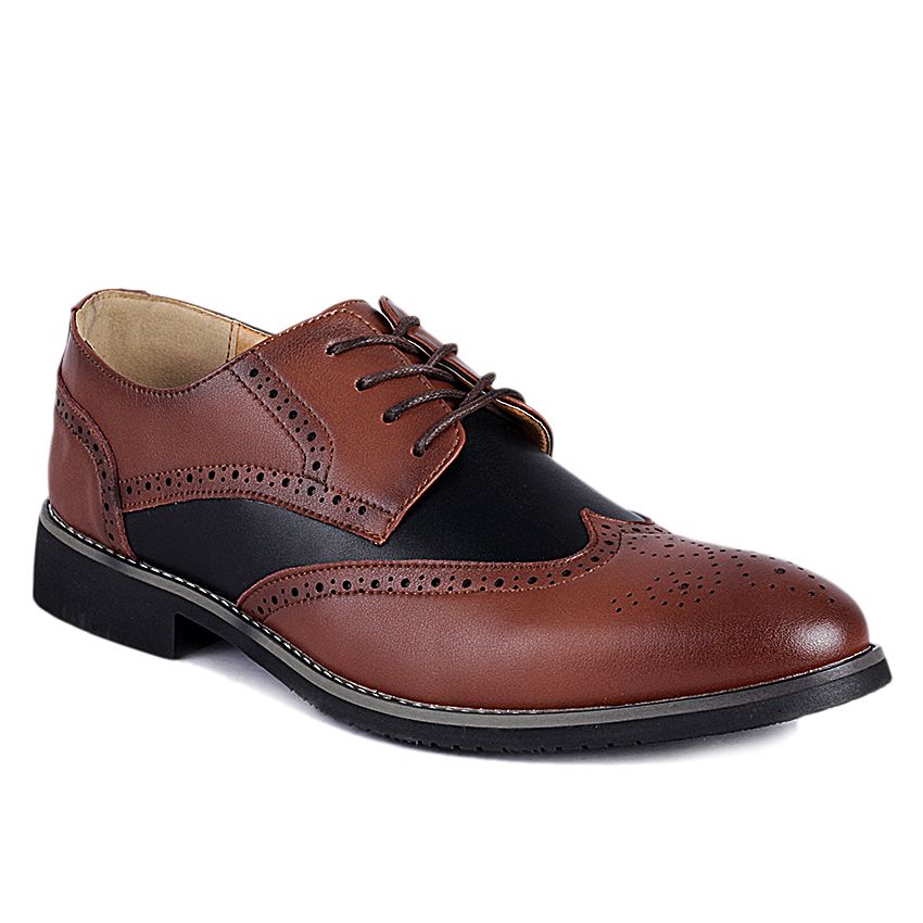 Tryp Wing Brogue Shoes - Brown & Black