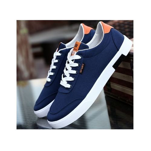 Men's Lace Up Sneakers / Canvas - Blue