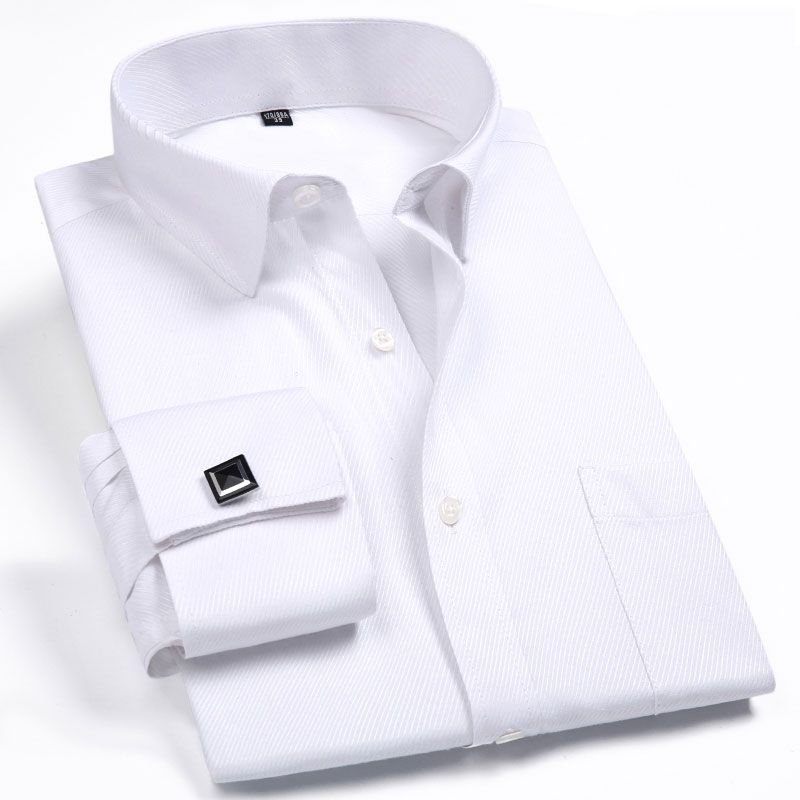 （Type 6）Mens Long Sleeve French Cufflinks Dress Shirt Business Formal Office