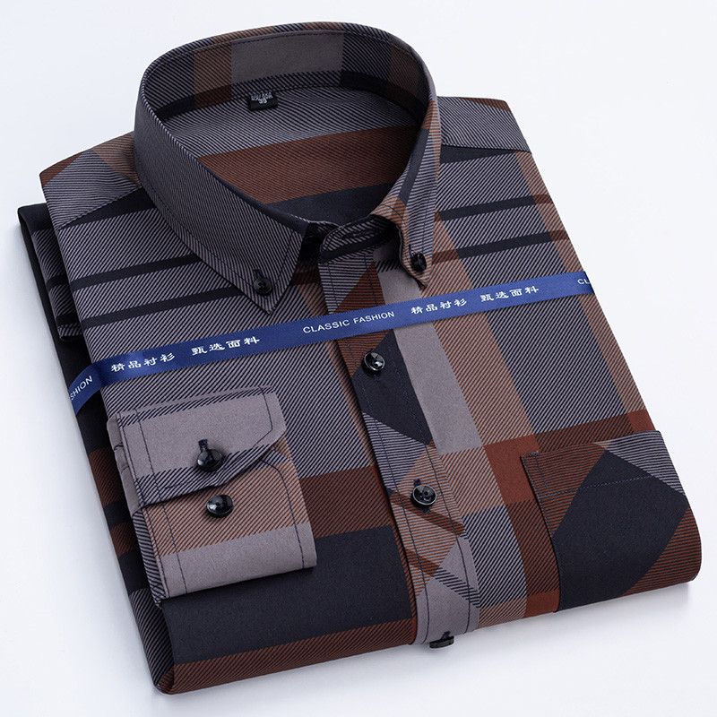 （Mens Shrit 27）Men's Dress Shirts Spring Autumn Latest Non- Anti-wrinkle
