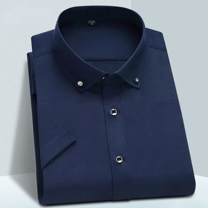 High Quality Non-ing Mens Dress Shirt Short Sleeve  Solid