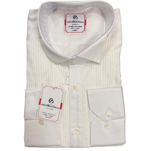 Straight Pleated Wing Collar Wedding Dinner Tuxedo White Shirt