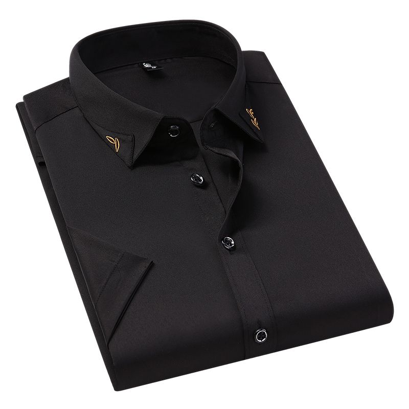 Smart Casual Summer Shirt Men Short Sleeve Turn Down Collar