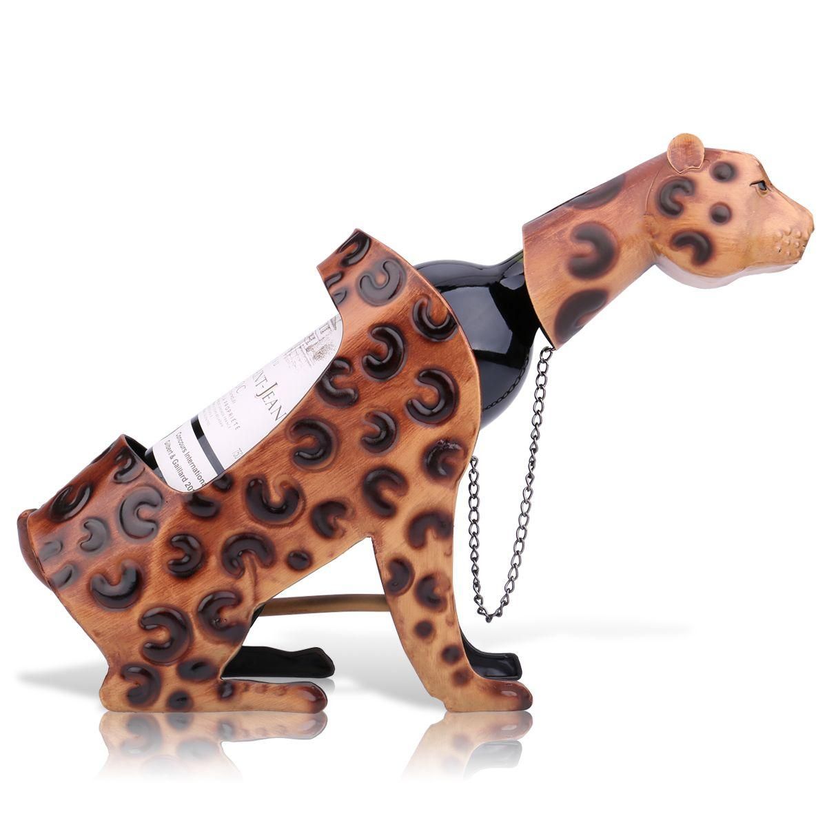 TOOARTS Leopard Wine Shelf Leopard Wine shelf Metal Sculpture Practical sculpture Home decoration Interior decoration Crafts