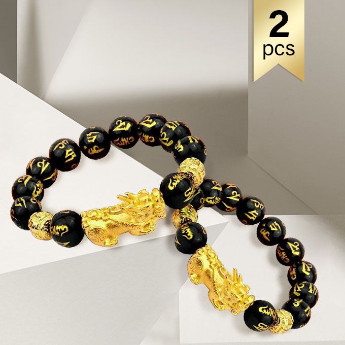 2 IN 1 Feng Shui Black Obsidian Wealth Bracelet