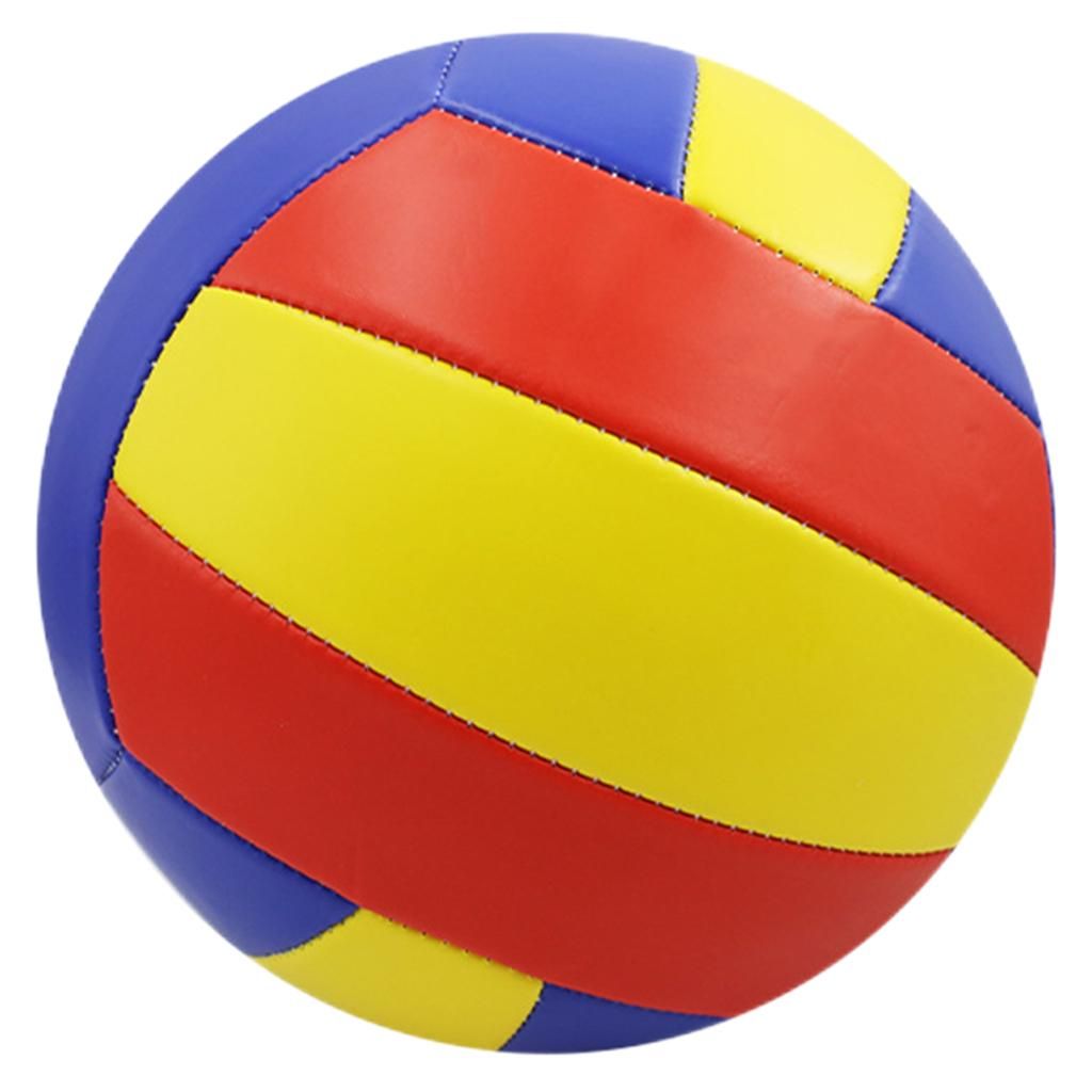 Indoor Outdoor Game Leather No. 5 Volley Ball Blue Yellow Red
