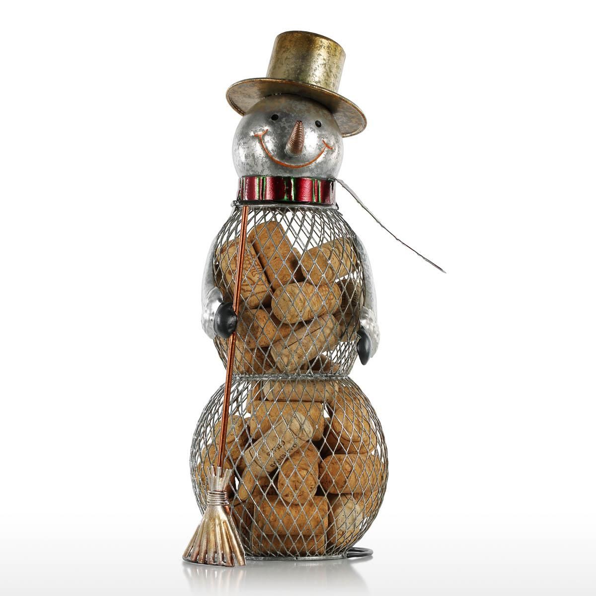 Christmas Snowman Cork Container Metal Handcrafts Home Decoration  Practical Crafts Christmas Gift