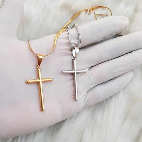 Dubai Quality Non Fading & Super Durable Silver & Gold Cross Necklace