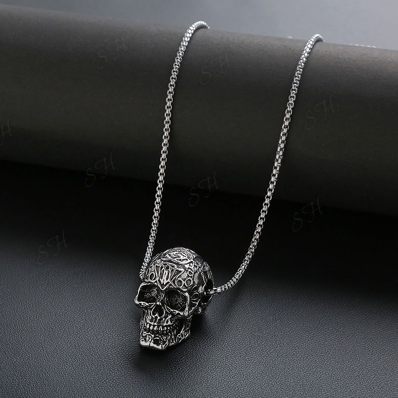 Hip-hop Titanium Skull Pendant Necklace