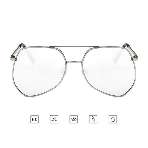 Metal Big Frame Sunglasses Polygonal Colorful Reflective