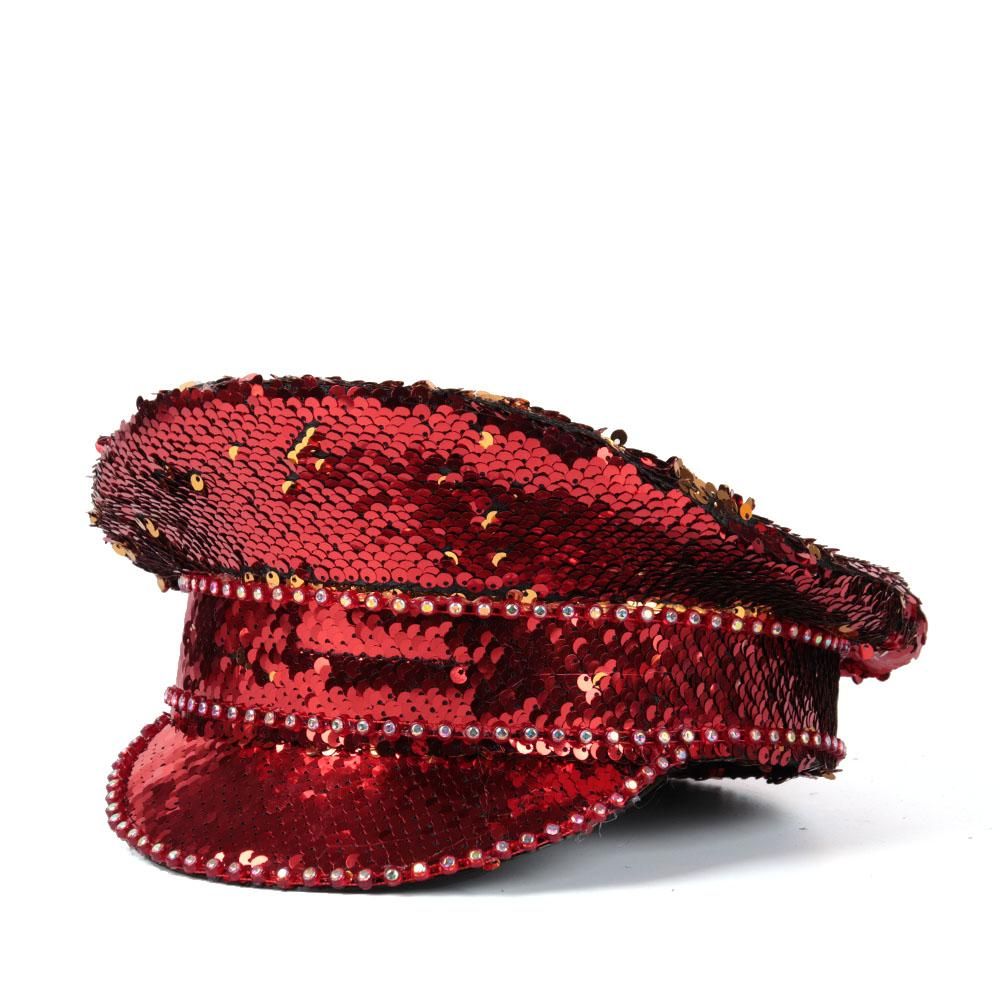 Women Sequin ing  Hat With Steampunk Glasses Police Sergeant Hat Performance Captain Hat Halloween Festival Part Hat