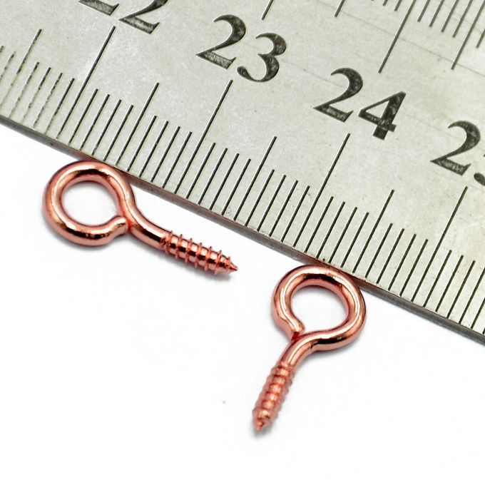 100pcs Rose Gold Screw Eyes Pins Eyepins Hooks Eyelets Threaded